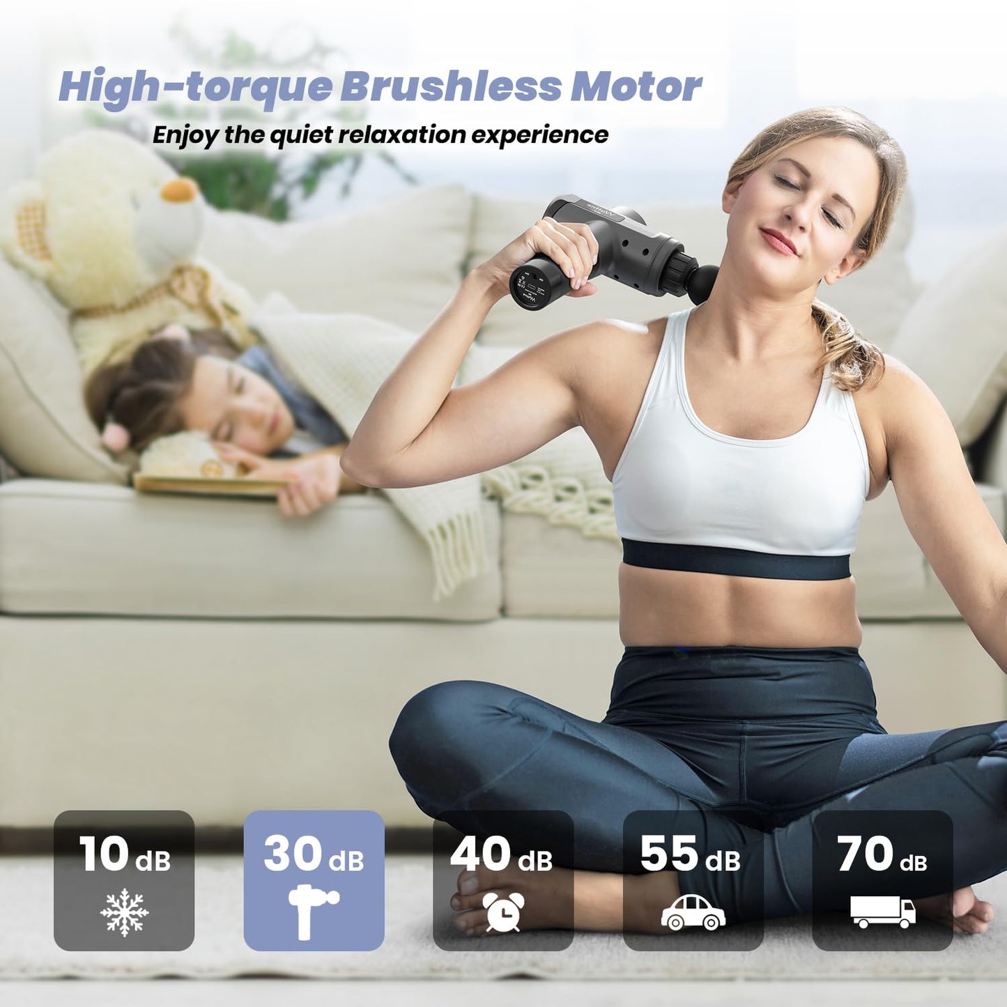 Muscle Massage Gun Deep Tissue Percussion Massager - Portable Handheld Sport Massagers for Athletes, Quiet & Powerful Brushless Motor Cordless, 20 Speed Level,Wattne W2 (Carbon)