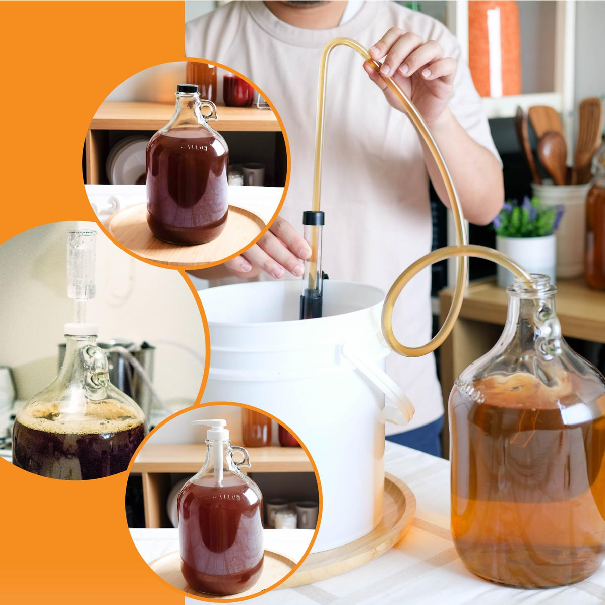 FastRack 1 Gallon Glass Jug, Clear, Pack of 4 | Food Grade – BPA Free for Fermentation, Storage & Brewing | 128 oz Large Glass Jug for Home Brewing, Kombucha, Wine and Beer | NO CAPS Included