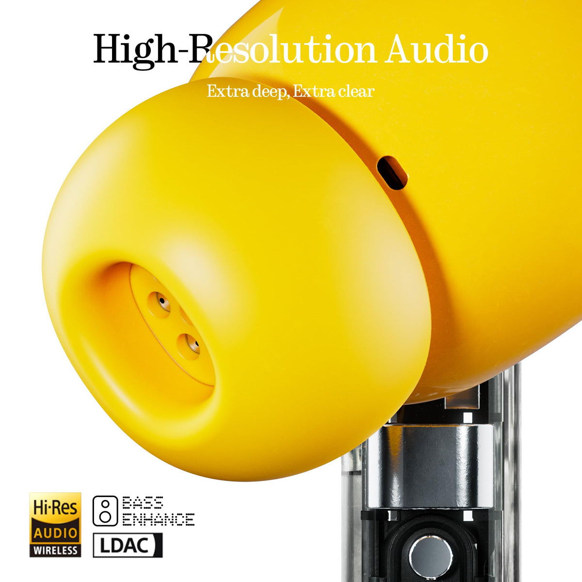 Nothing Ear (a) Wireless Earbuds, 45dB Hybrid Noise Cancelling Earbuds, Hi-Res Audio, Advanced Equaliser, Dual Connect, 6 Mics, 42.5H Playtime Ear Buds Wireless Bluetooth, Yellow