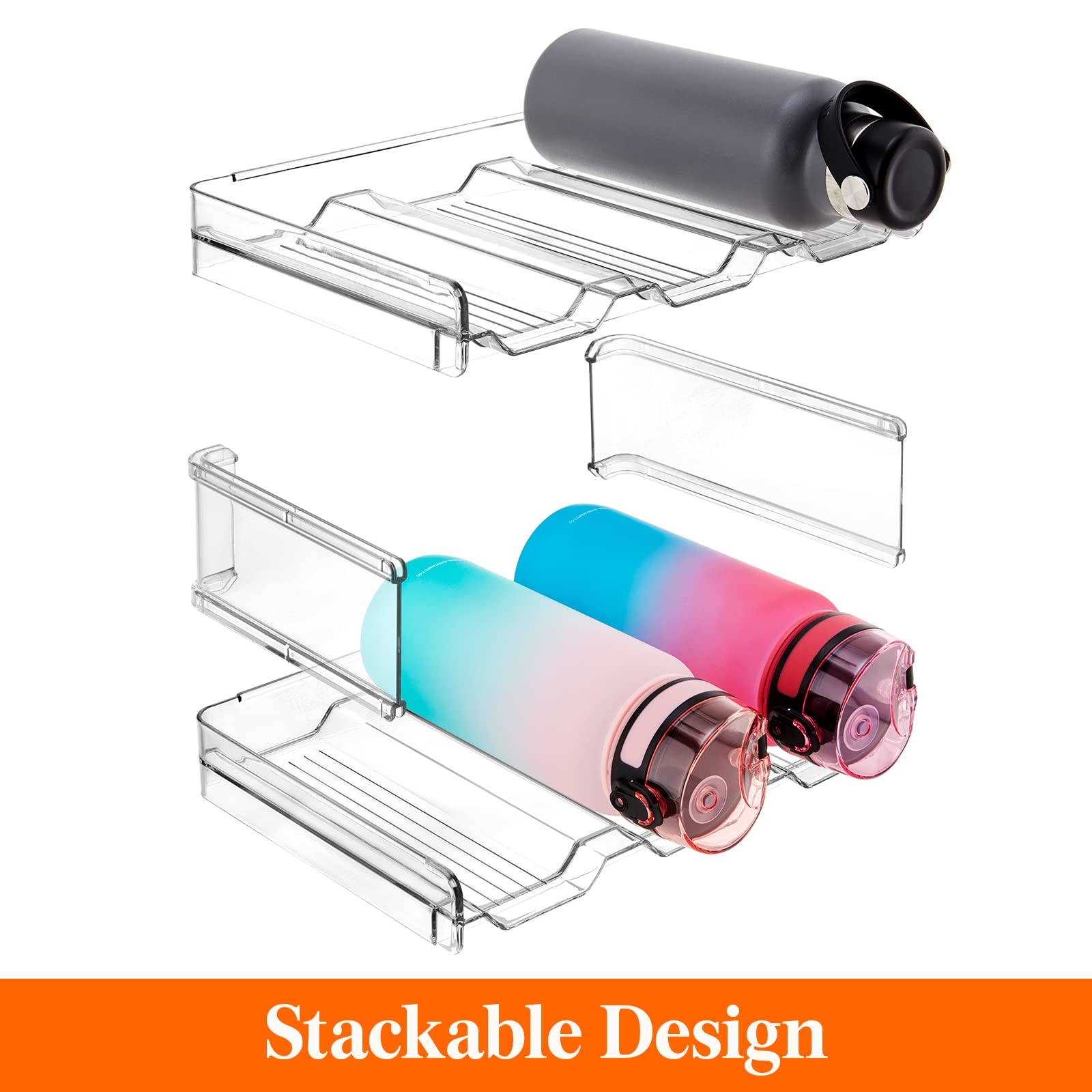 Lifewit Stackable Water Bottle Organizer for Cabinet, Freezer, Pantry - Plastic Cup Holder, Wine Racks for Kitchen Tabletop Storage, Cupboard, Office - Pack of 4, Each Rack Holds 3 Containers - Available at All In One Marketplace Canada