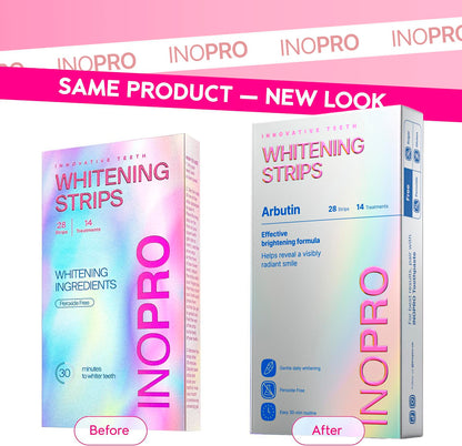 InoPro Teeth Whitening Strips 14 Treatments Kit - Sensitive Teeth Whitener, Peroxide Free, Enamel Safe Green White Strips, Deep Stains Removal - Instant Teeth Whitening Without The Harm (28 Strips) - Available at All In One Marketplace Canada