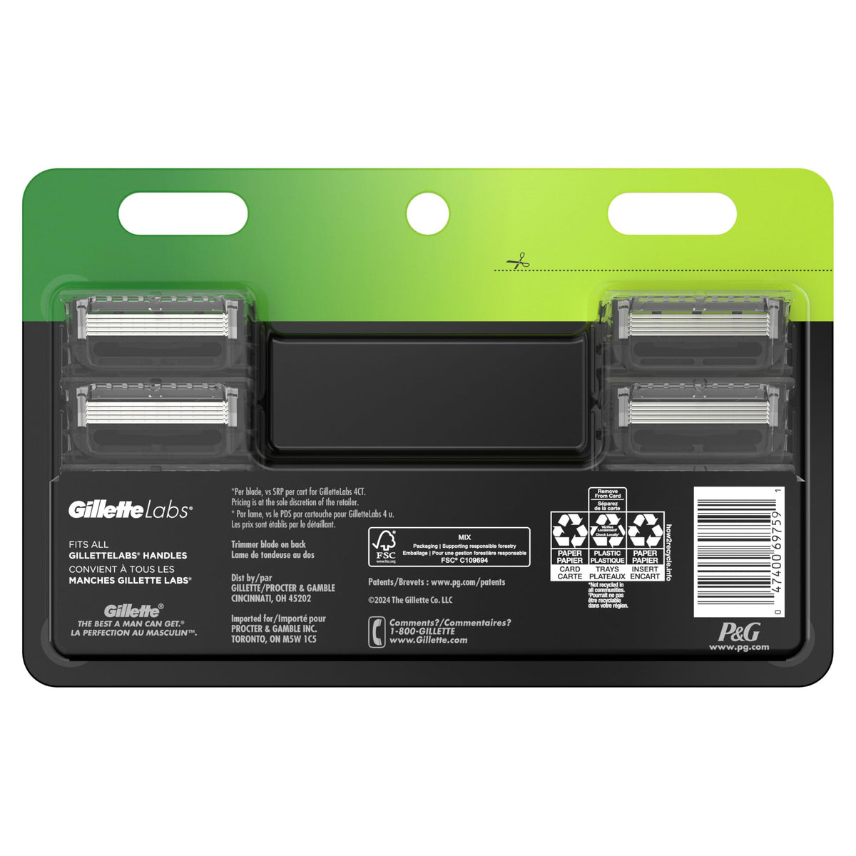 GilletteLabs Razor Blade Refills, Refills for Men Compatible with GilletteLabs Exfoliating Bar and Heated, 1 Pack (Count of 8)