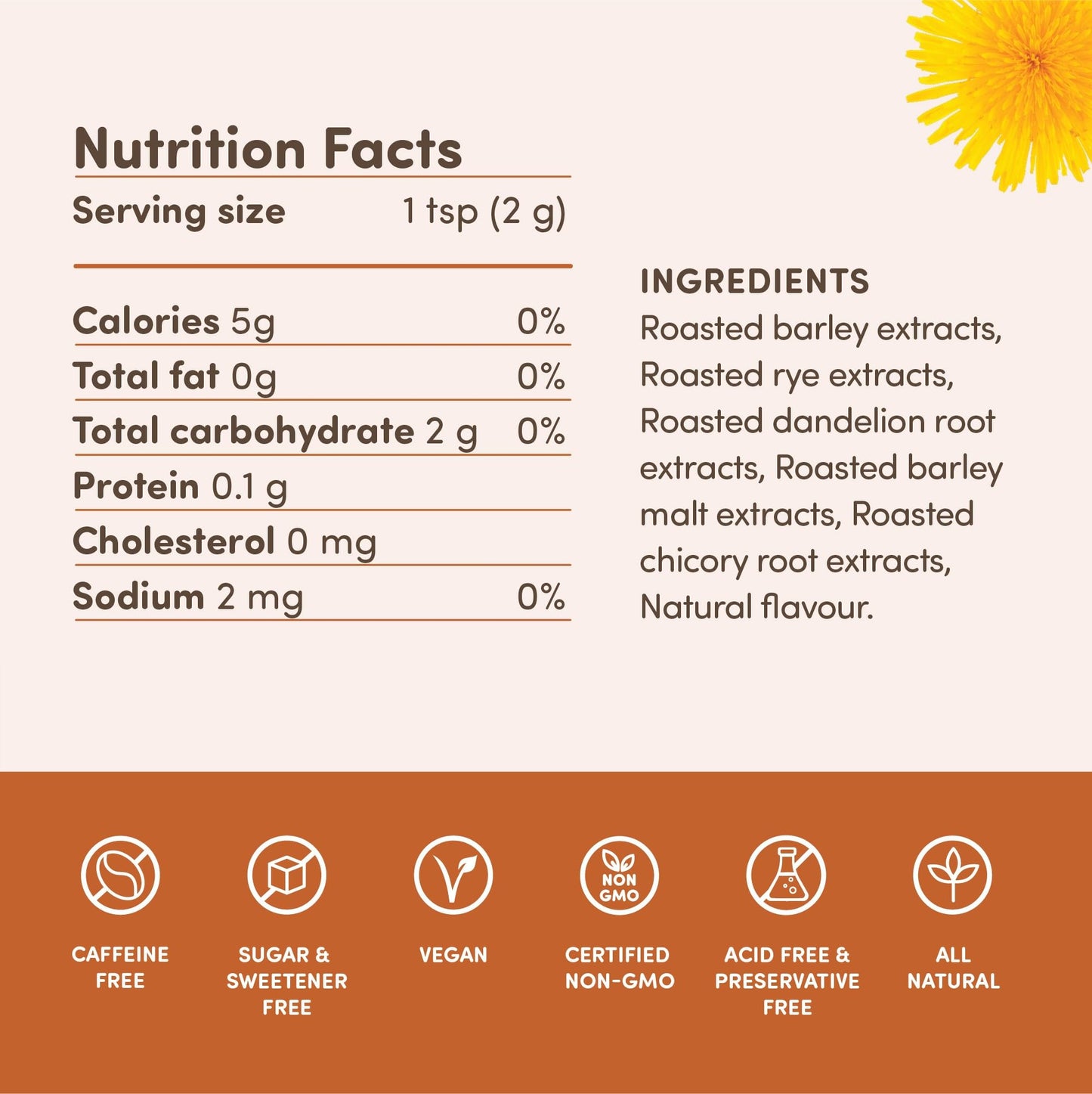 Nummy Creations Caramel Chicory & Dandelion Coffee Alternative - 150 Cups (300g)