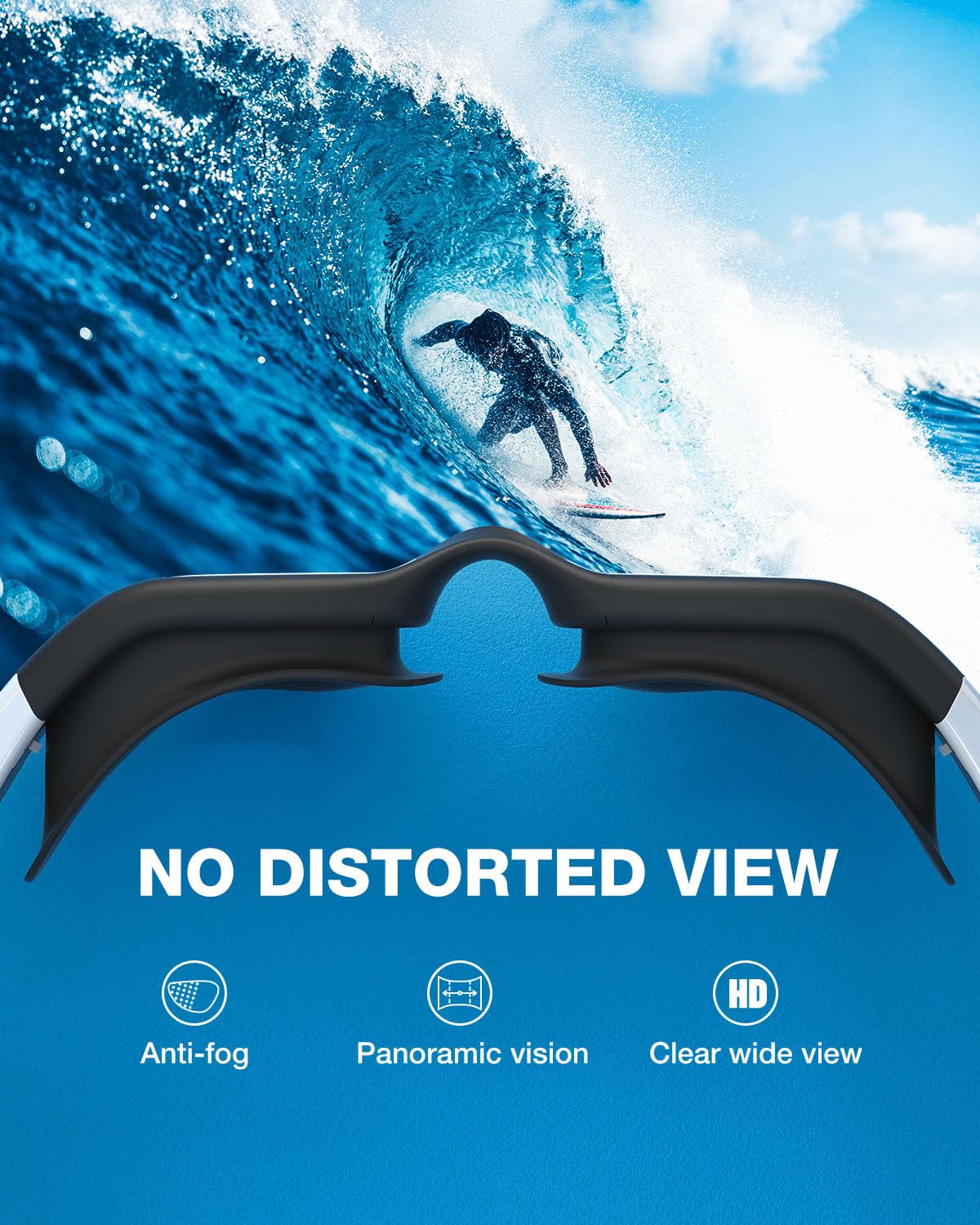 ZIONOR Swimming Goggles G1 Polarized Swim Goggles UV Protection Watertight Anti-Fog Adjustable Strap Comfort fit for Unisex Adult Men and Women-White Frame Gold Lens