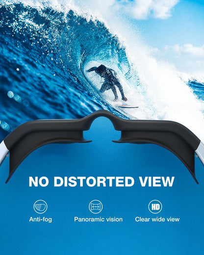 ZIONOR Swimming Goggles G1 Polarized Swim Goggles UV Protection Watertight Anti-Fog Adjustable Strap Comfort fit for Unisex Adult Men and Women-White Frame Gold Lens