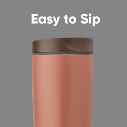 Owala SmoothSip Slider Insulated Stainless Steel Coffee Tumbler, Reusable Iced Coffee Cup, Hot Coffee Travel Mug, BPA Free 20 oz, Cozy Cocoa