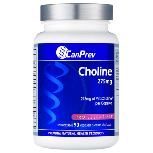 CanPrev Choline 275mg 90 Veggie Capsules, 90-Day Supply, VitaCholine for Cognitive Function, Memory & Focus, Vegan, Non-GMO, Gluten & Soy-Free, Supports Pregnancy, Liver & Heart Health, Made in Canada - Available at All In One Marketplace Canada