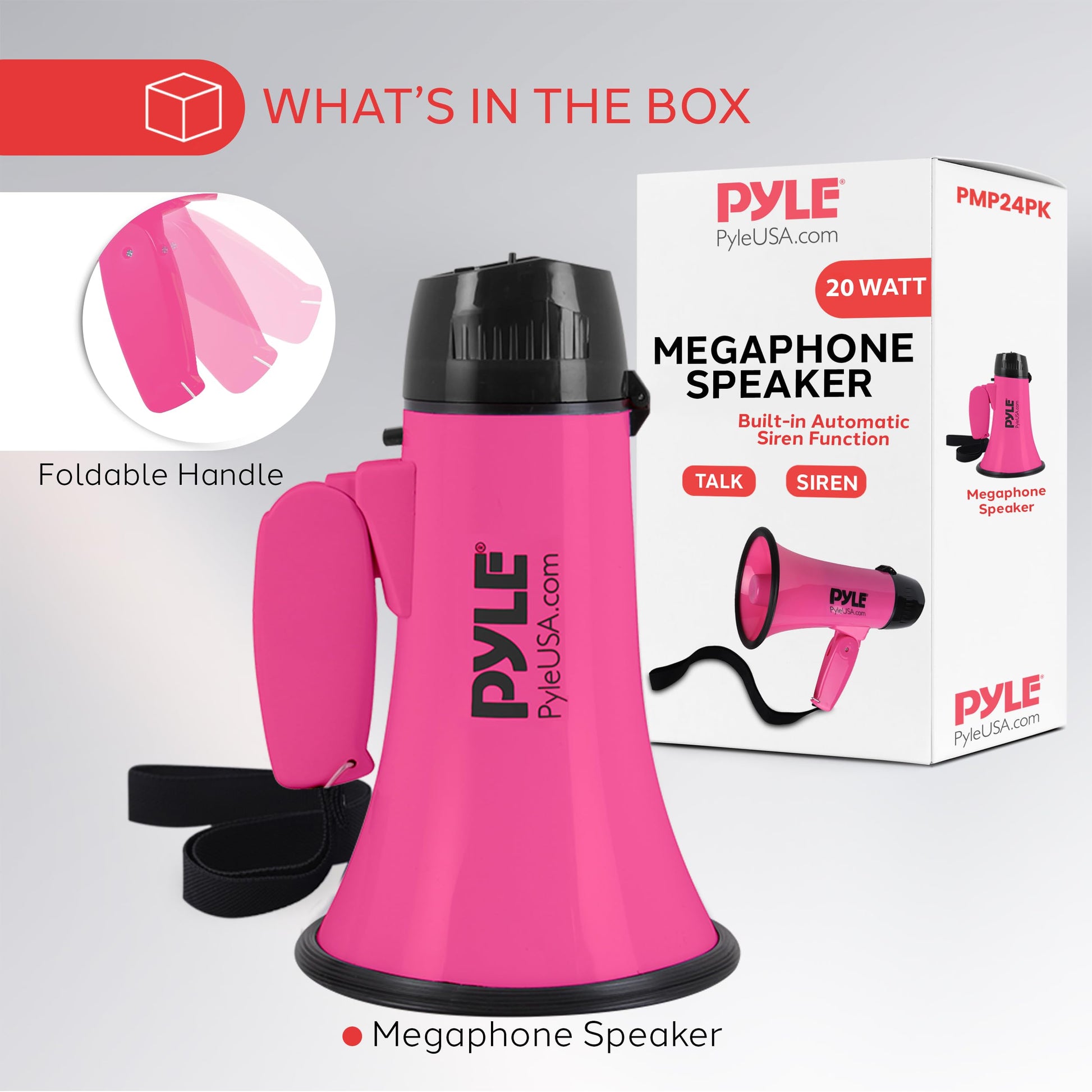 Pyle Megaphone with Siren – Loud Handheld Bullhorn with Voice Amplifier & Adjustable Volume – Portable PA System for Coaches, Cheerleading, Outdoor Events, and Emergency Use, 20W Pyle