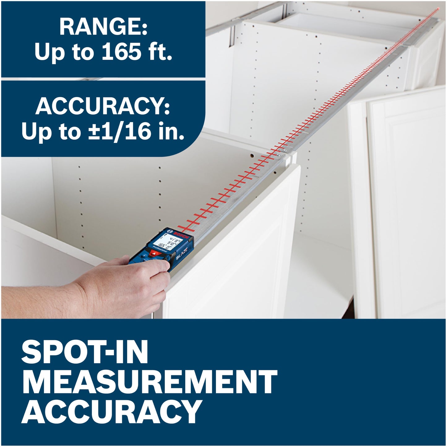 Bosch Blaze Pro Glm165-40 165Ft Laser Distance Measure with Color Backlit Display Bosch