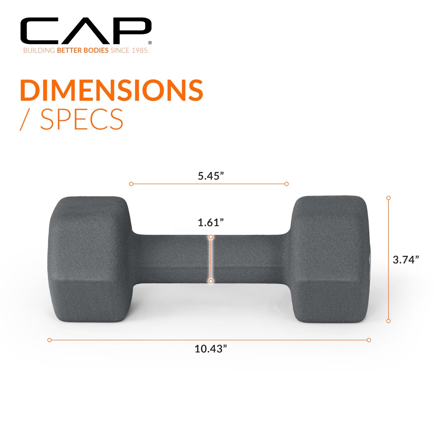 CAP Barbell 15 lb Neoprene Dumbbells – Pair | Ash