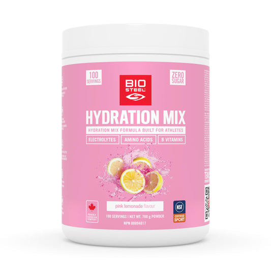 BioSteel Electrolyte Hydration Mix Powder, Zero Sugar, No Artificial Flavours, Pink Lemonade, 100 Serving Container