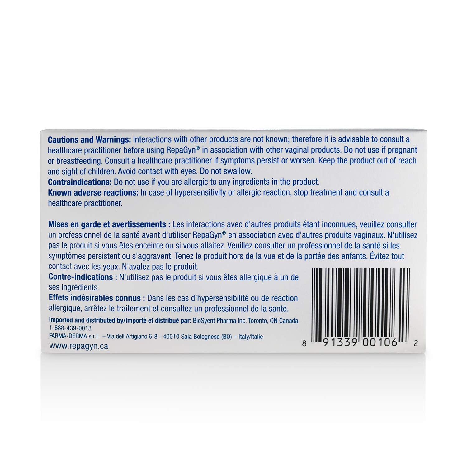RepaGyn Vaginal Dryness Moisturizer - Helps Relieve Vaginal Dryness and Moisturizes Vaginal Tissue - Made with Hyaluronic Acid to Promote Healing of Vaginal Mucosa - Non-hormonal Natural Health Product - Available at All In One Marketplace Canada