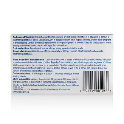 RepaGyn Vaginal Dryness Moisturizer - Helps Relieve Vaginal Dryness and Moisturizes Vaginal Tissue - Made with Hyaluronic Acid to Promote Healing of Vaginal Mucosa - Non-hormonal Natural Health Product - Available at All In One Marketplace Canada