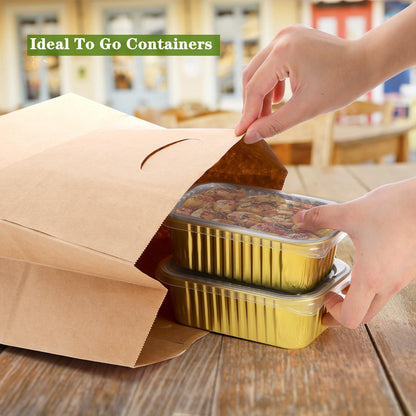 DEAYOU 50 Pack Small Aluminum Pans with Lids, 1.5 LB Heavy Duty Disposable Foil Cake Baking Tins, Bread Loaf Pans Takeout Food Containers for Leftover, Meal Prep, Freezer, 6.3" x 4.4" x 2.1", 24oz 🍁 All In One Marketplace Canada