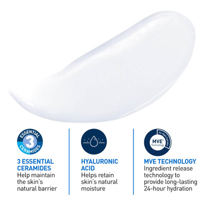 CeraVe Moisturizing Lotion, Daily Lightweight Face & Body Moisturizer with Hyaluronic Acid & Ceramides, Suitable for Dry & Sensitive Skin, Fragrance-Free, Non-Comedogenic & Allergy Tested, 473 mL