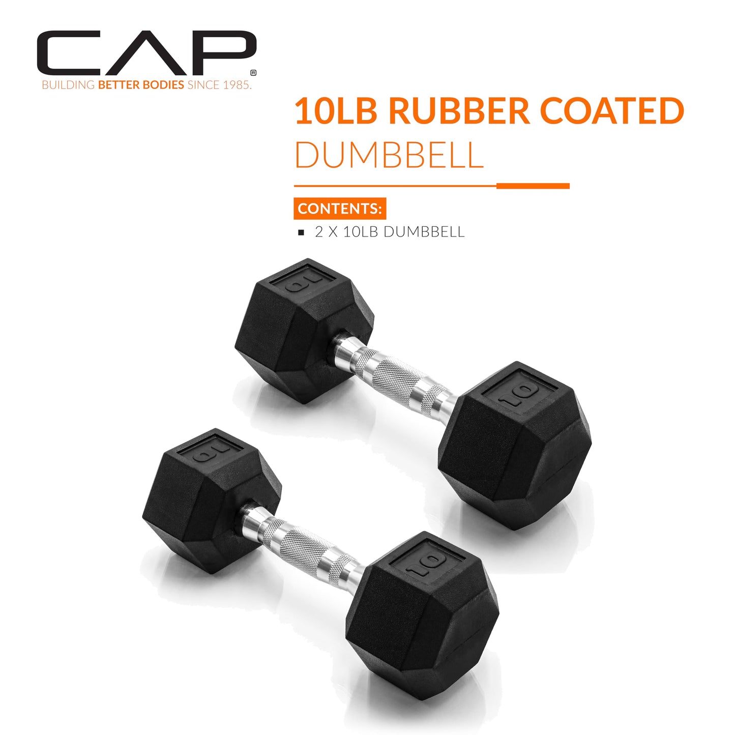 CAP Barbell 10 LB Pair Coated Hex Dumbbell Weight