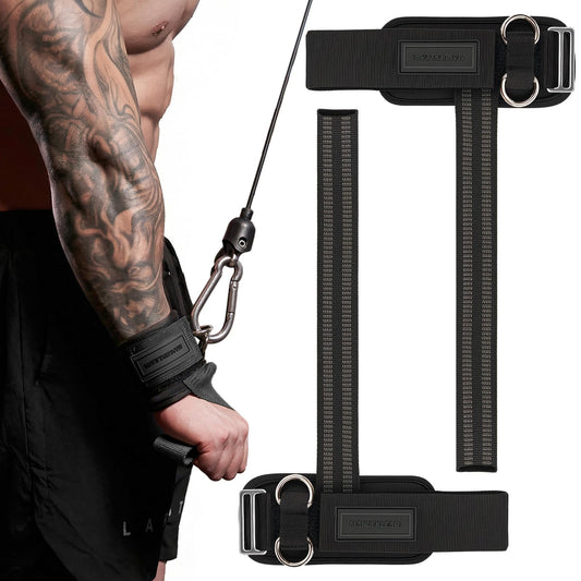 MANUEKLEAR Non-Slip Wrist Straps for Weightlifting Deadlifting, Gym Lifting Straps with D Rings for Cable Machine Workout, 10mm Neoprene Padded Weight lifting Wrist Wraps for Men Women (Black, M (6.3-7.5inch)) - Available at All In One Marketplace Canada