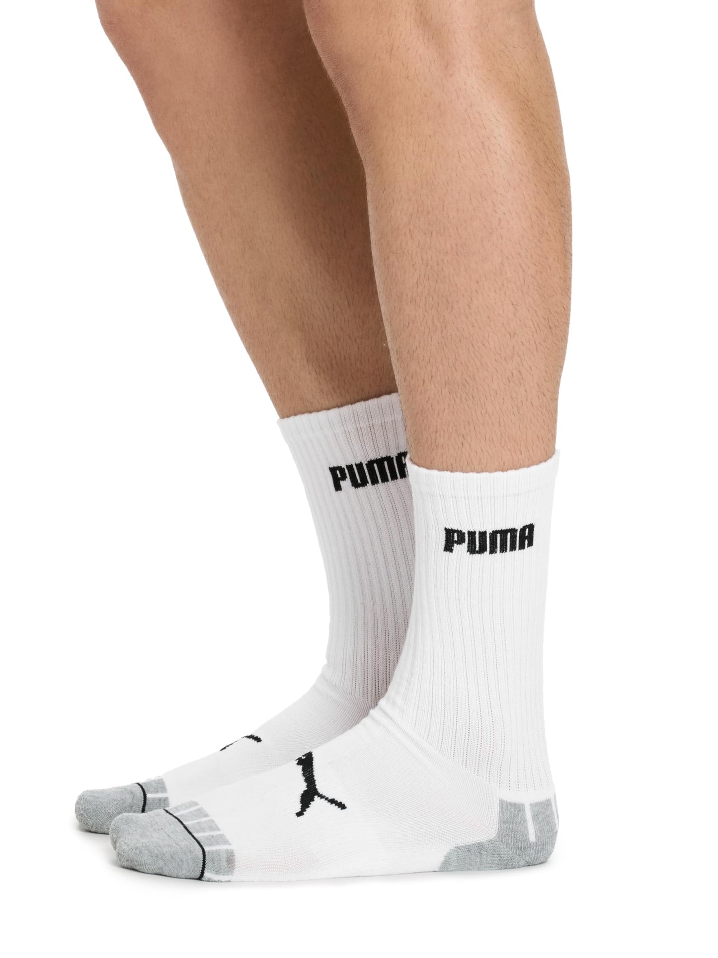 PUMA Men's 8 Pack Athletic Cushioned Crew Socks, White/Black, 10-13 PUMA