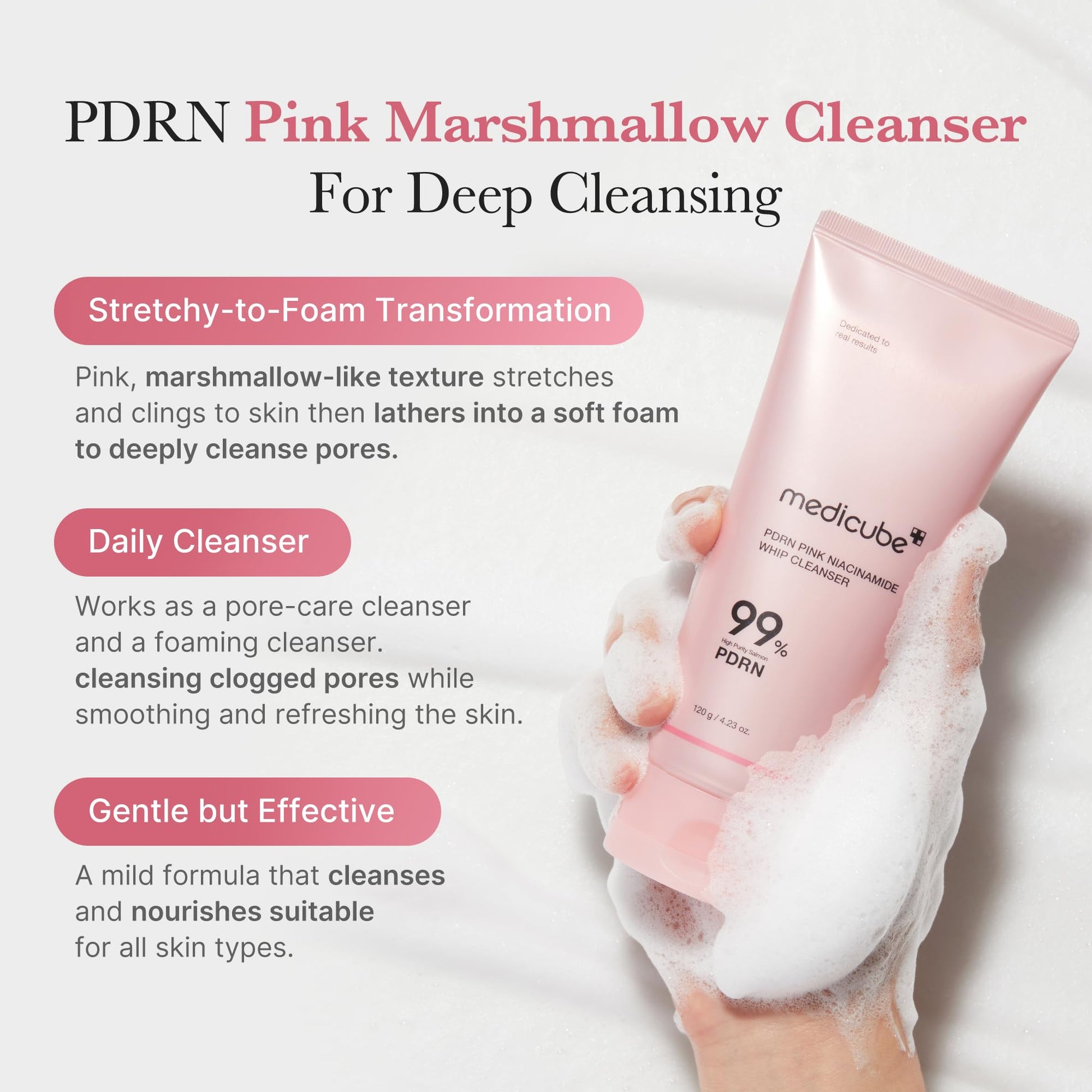 medicube PDRN Marshmallow Whip Cleanser | Face Wash, Cleansing Foam for Pore Care & Uneven Skin Tone | Gentle Daily Deep Cleansing | Hydrating and Nourishing Facial Cleanser | Korean Skincare - Available at All In One Marketplace Canada