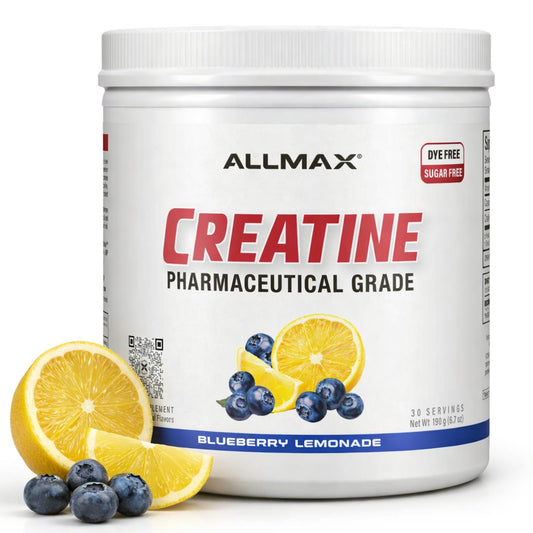 Poudre de créatine monohydrate ALLMAX, micronisée, limonade aux bleuets, 190 g