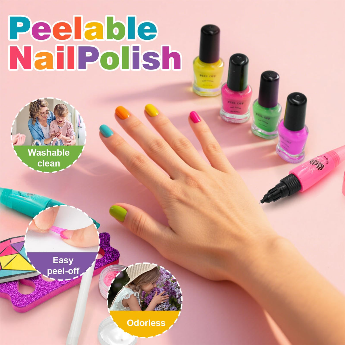 Amagoing Kids Nail Polish Set for Girls, Girls Nail Kit Ages 7-12 with Nail Dryer, Quick-Dry Nail Polish, Nail Art Pens, Press on Nail, Makeup Bag, Spa Manicures Birthday Christmas Gift Toy 6 7 8 9 10 11 Years Old 🍁 All In One Marketplace Canada