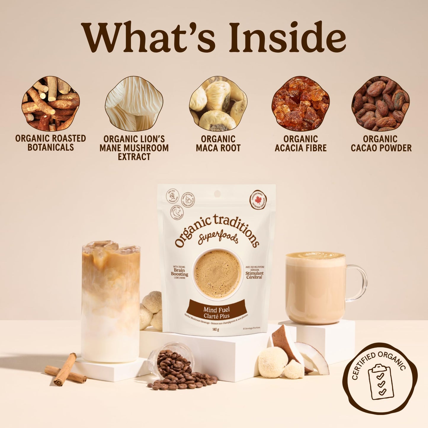 Organic Traditions Mind Fue Mushroom Coffee Alternative, Instant Blend, 5oz 🍁 All In One Marketplace Canada