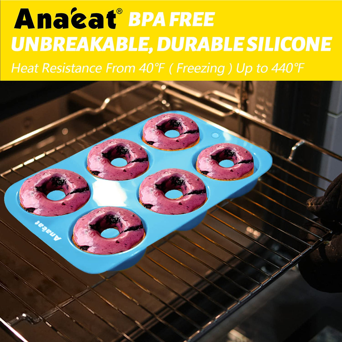 Anaeat 3 Pack Donut Pan Silicone Baking Mold, Just Pop Out! Non-Stick Doughnuts Baking Pans for 6 Full-Size Donuts, Muffins, Cake Biscuit Bagels - Easy Clean, Oven, Dishwasher Safe(Multicolor) 🍁 All In One Marketplace Canada