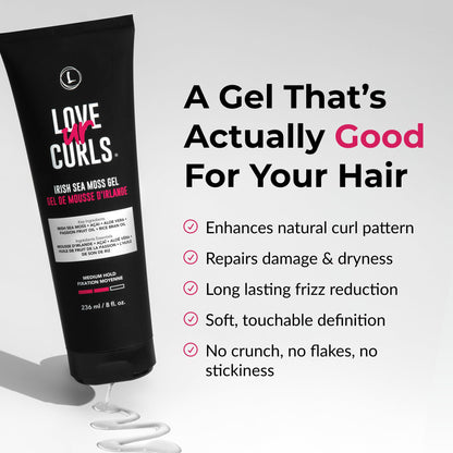 Love Ur Curls Irish Sea Moss Hair Gel, Medium Hold Hair Styling Curling Gel for Defined Curly Hair, Waves & Coils, Vegan, Cruelty Free, 236mL - Available at All In One Marketplace Canada