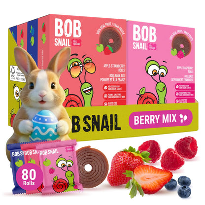 Bob Snail Fruit Roll Ups – Real Fruit Snacks, No Added Sugar, Vegan & Nut Free, 80 Pack Bulk Box (800g)