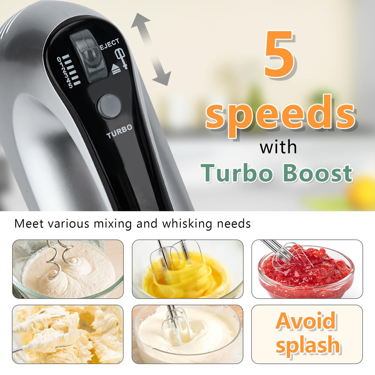 Lychee Hand Mixer Electric 600W Powerful Handheld Kitchen Mixer Portable 🍁 All In One Marketplace Canada