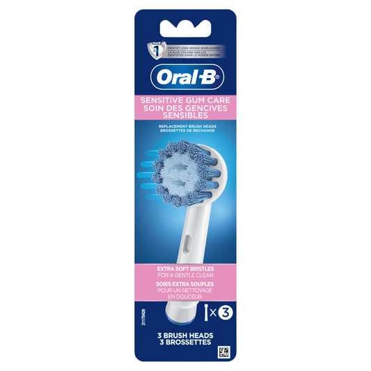 Oral-B Sensitive Gum Care, Replacement Brush Heads, 3 Counts