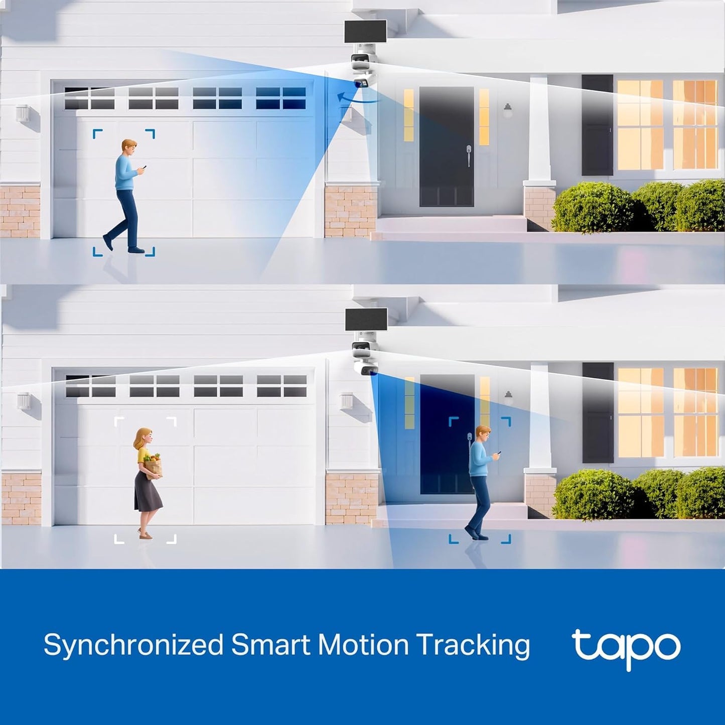 Tapo 2K Dual Lens 360° Pan/Tilt Security Battery Camera Wireless w/Solar Panel, 165° Wide View + 6mm Telephoto, Free Person/Vehicle Detection, SD/Cloud Storage, Works w/Alexa & Google (Tapo C645D KIT)
