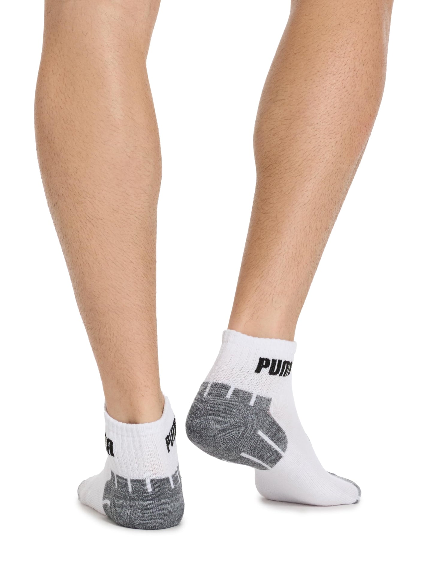 PUMA Men's 8 Pack Athletic Cushioned Quarter Crew Socks, White/Grey, 10-13 PUMA