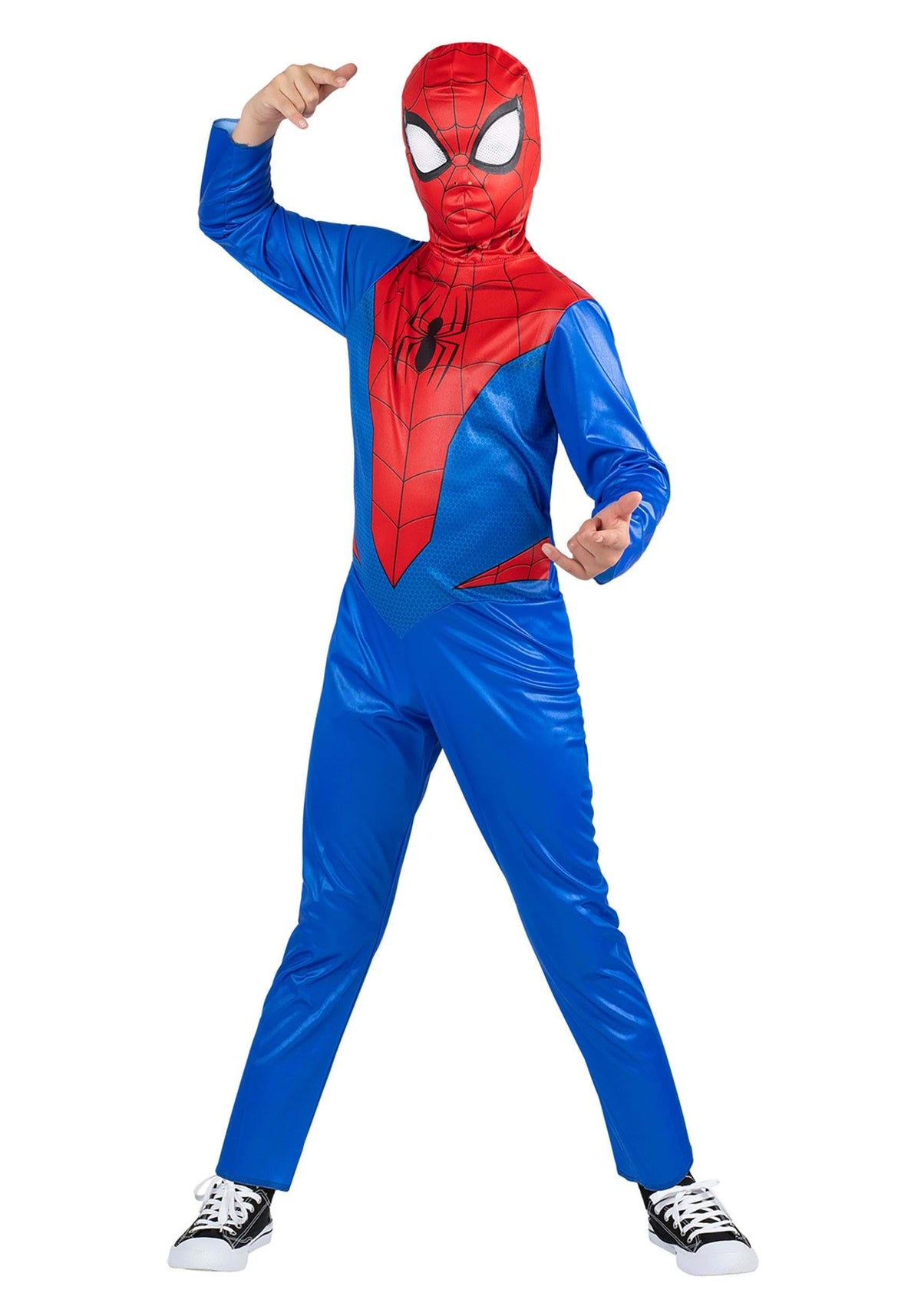 Marvel Spider-Man Official Youth Halloween Costume - Printed Jumpsuit with Fabric Mask (S) Red