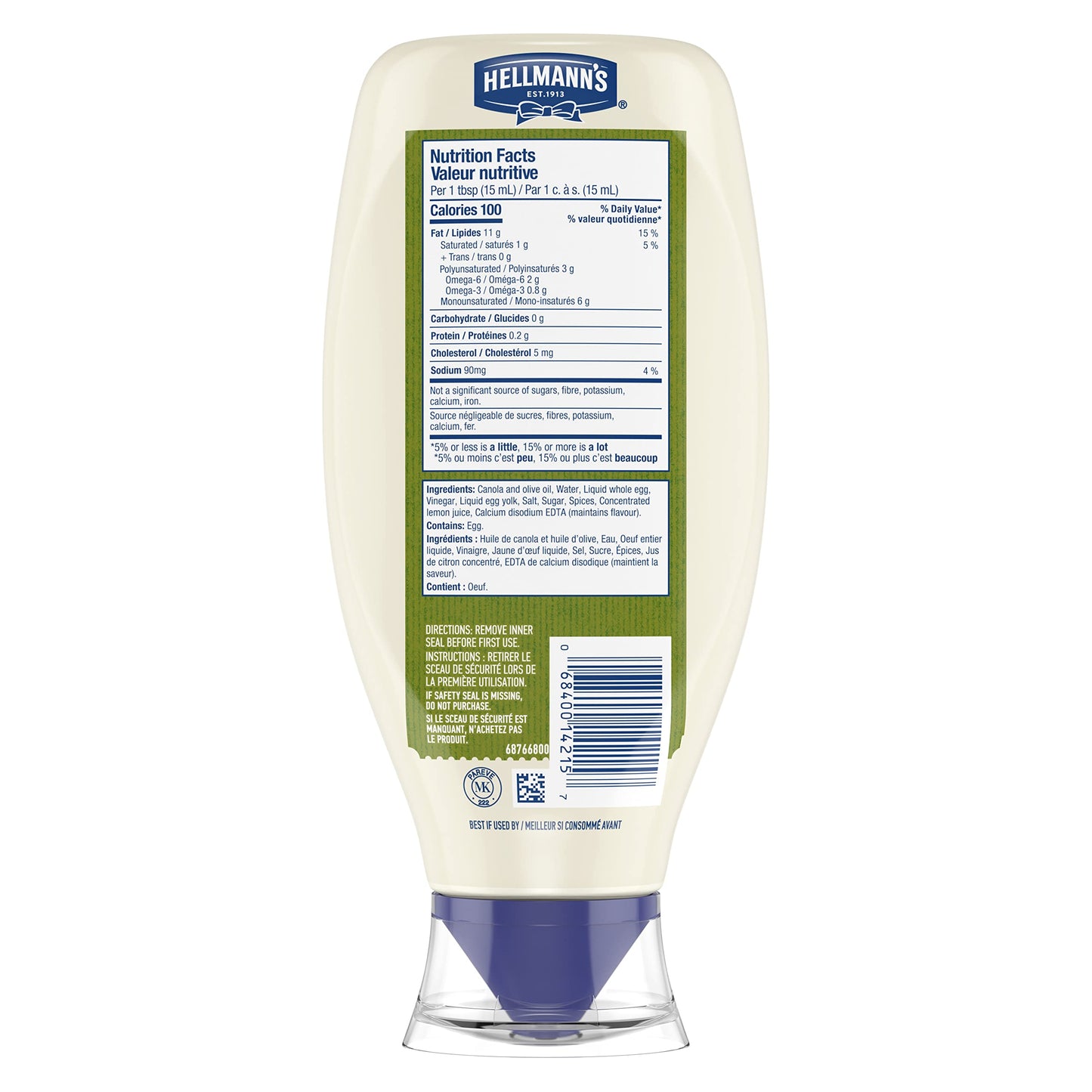 Hellmann's Mayonnaise ideal condiment for sandwiches, salads and burgers Olive Oil with free run eggs and canola oil 750 ml