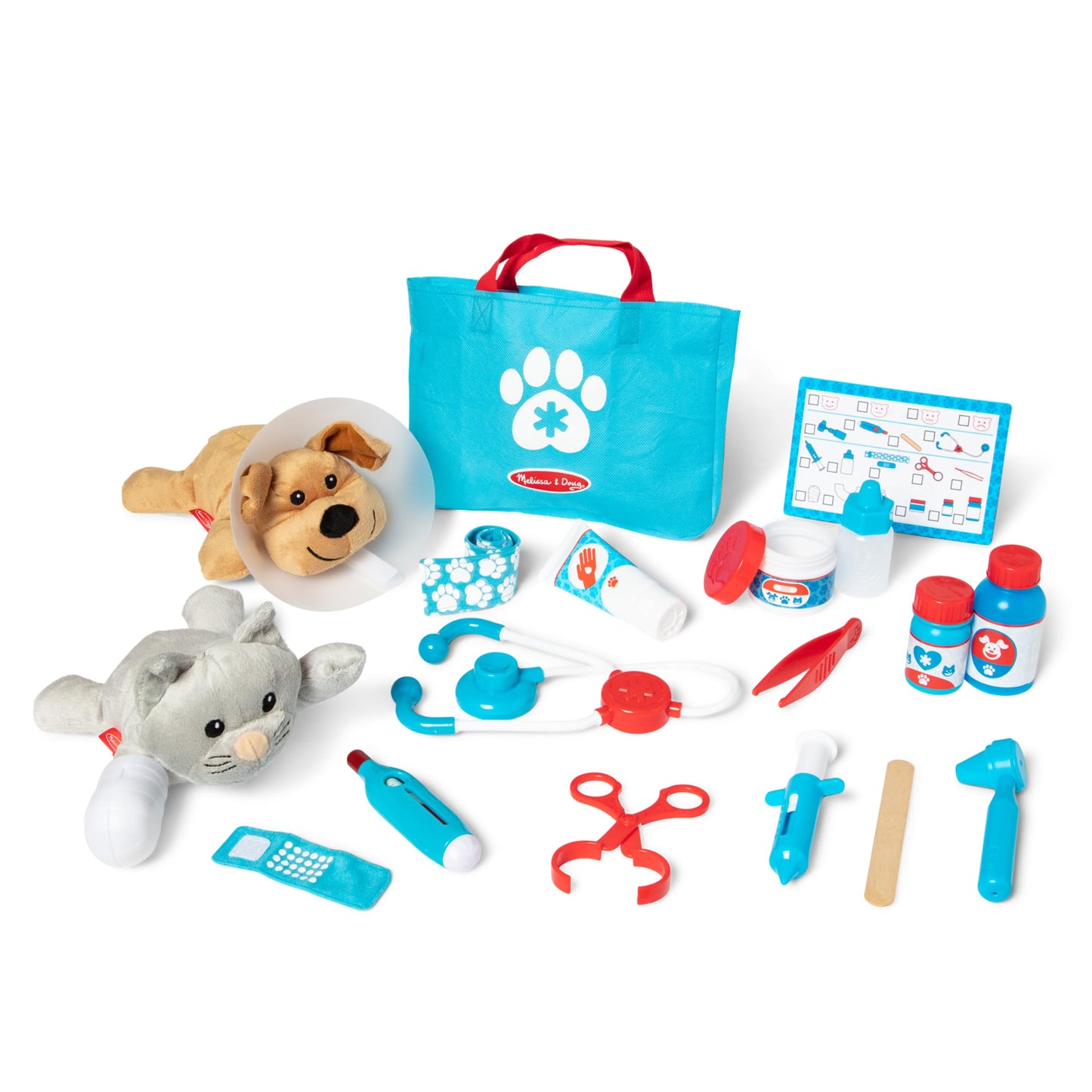 Melissa & Doug Examine and Treat Pet Vet Play Set, 24-Piece Animal Doctor Playset with Dog & Cat Plushies, Pet Doctor Kit & Accessories, Preschool Toys for Girls & Boys Ages 3+ Melissa & Doug