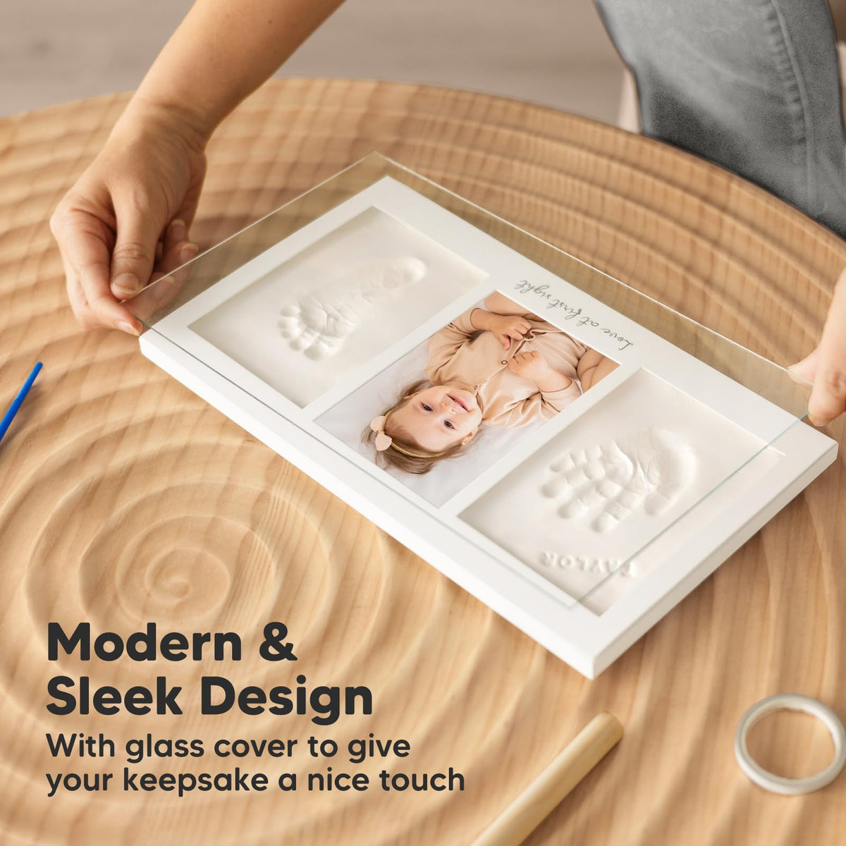 KeaBabies Baby Hand and Footprint Kit, Clay Keepsake Frame (Ash Wood) 🍁 All In One Marketplace Canada