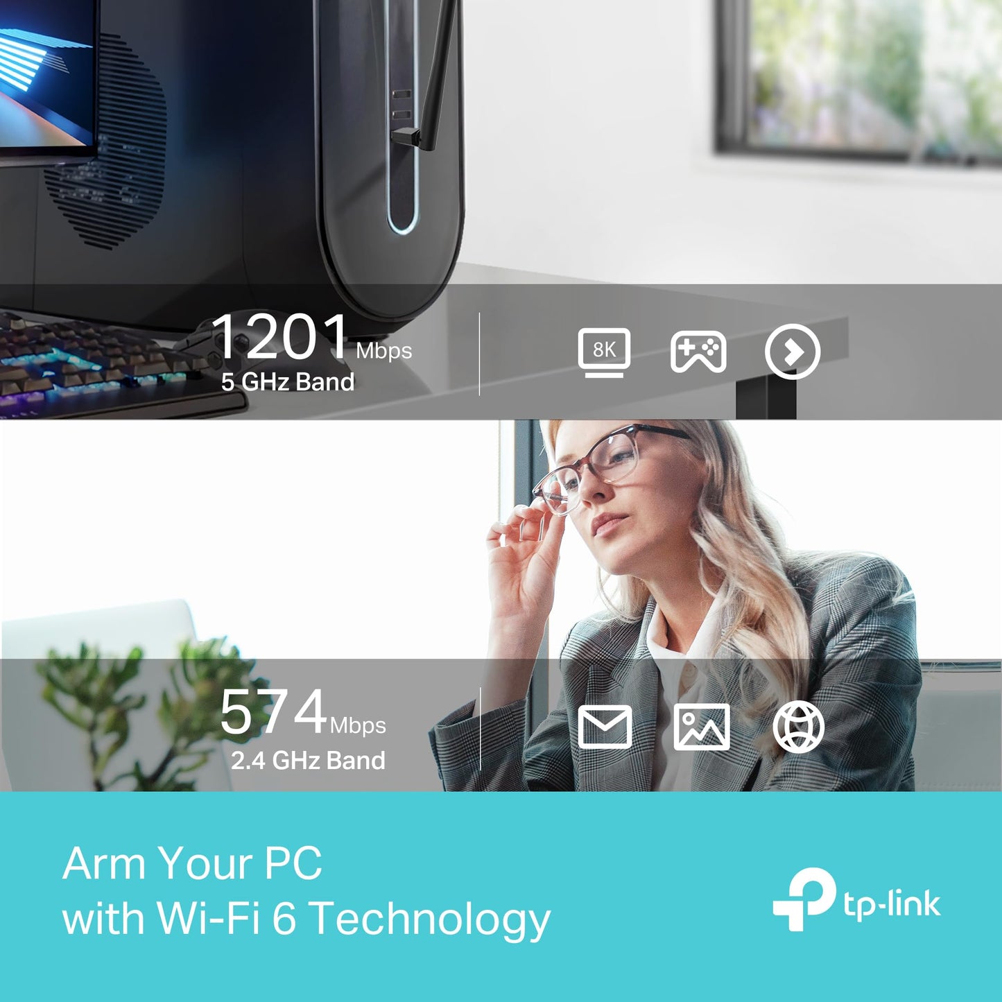 TP-Link AX1800 WiFi 6 High Gain Wireless USB Adapter for PC (Archer TX35U Plus) - Ultra-Fast Speed OFDMA & MU-MIMO Supported, 2.4GHz/5GHz High-Gain Dual Band Antennas, Pre-Loaded Internal Driver, WPA3