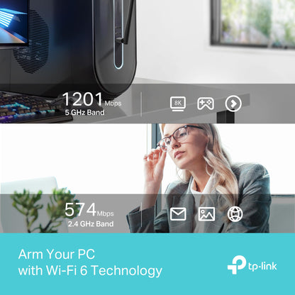 TP-Link AX1800 WiFi 6 High Gain Wireless USB Adapter for PC (Archer TX35U Plus) - Ultra-Fast Speed OFDMA & MU-MIMO Supported, 2.4GHz/5GHz High-Gain Dual Band Antennas, Pre-Loaded Internal Driver, WPA3