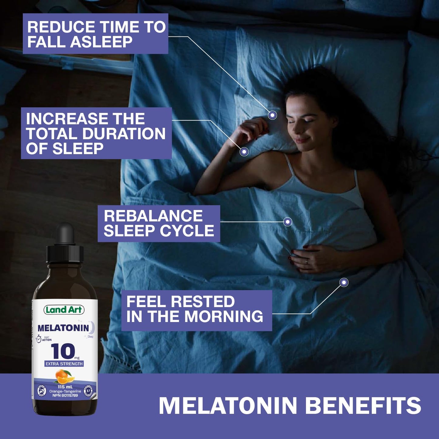 Melatonin, 10 mg, Sugar Free, Sleep Aid, Orange, 115 ml Land Art