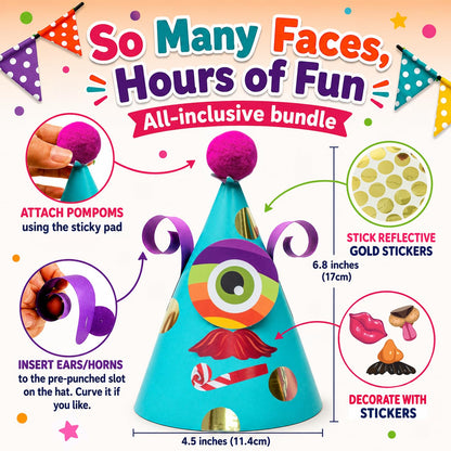 24 Pcs Party Hats Birthday Activity Kit with Stickers. Kids Fun Arts & Crafts, Party Favor, Game Supplies, Christmas Decors 🍁 All In One Marketplace Canada