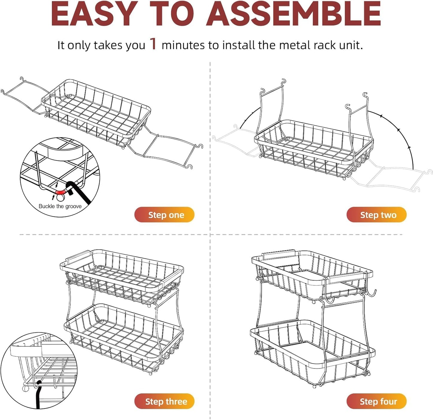 2 Tier Large Fruit Bowl for Kitchen Counter with 2 Banana Holders,2026 Sturdy Metal Fruit Basket with Protective Mats Keeping Fruits Fresh,Kitchen Organizers and Storage for Bread Potato Onion Storage - Available at All In One Marketplace Canada