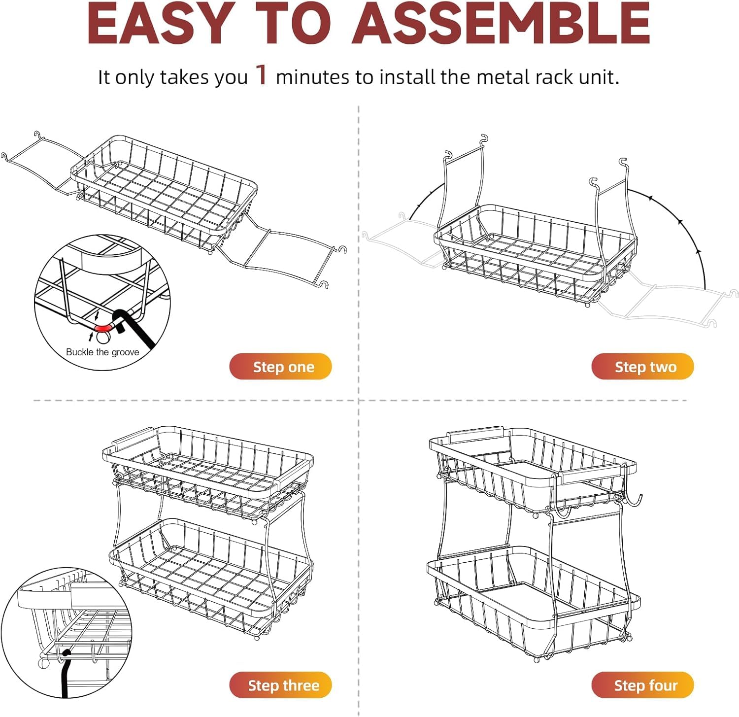 2 Tier Large Fruit Bowl for Kitchen Counter with 2 Banana Holders,2026 Sturdy Metal Fruit Basket with Protective Mats Keeping Fruits Fresh,Kitchen Organizers and Storage for Bread Potato Onion Storage - Available at All In One Marketplace Canada