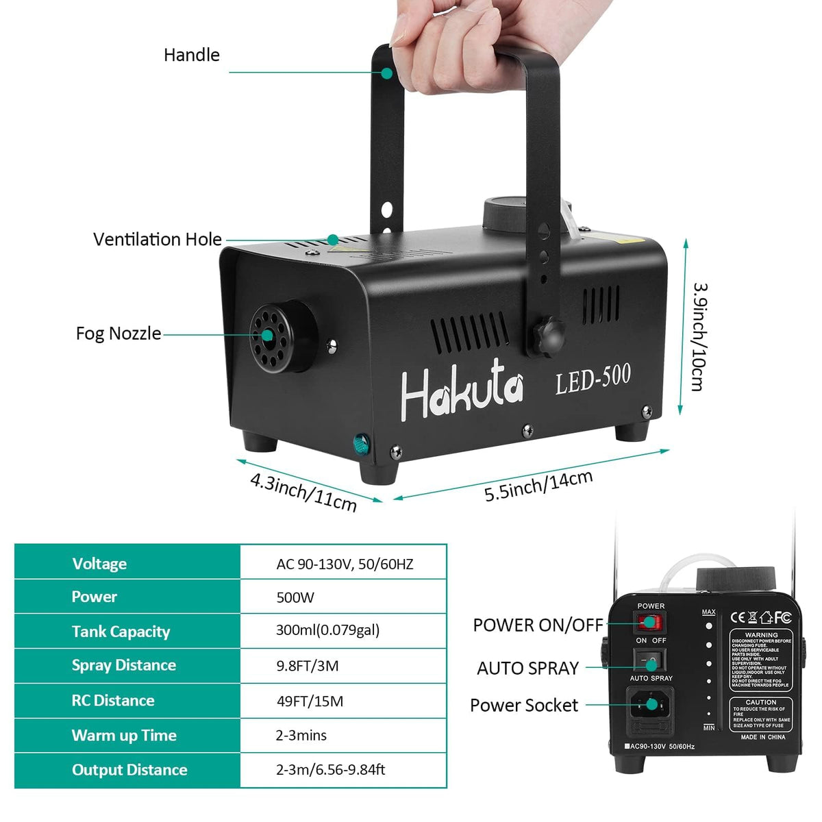 HAKUTA Fog Machine with Wireless Remote & Auto Spray, 500W Smoke Machine 🍁 All In One Marketplace Canada