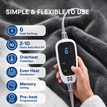 Sealy Wearable Electric Blanket with Foot Pocket, 50"x70"+18", Dark Grey 🍁 All In One Marketplace Canada