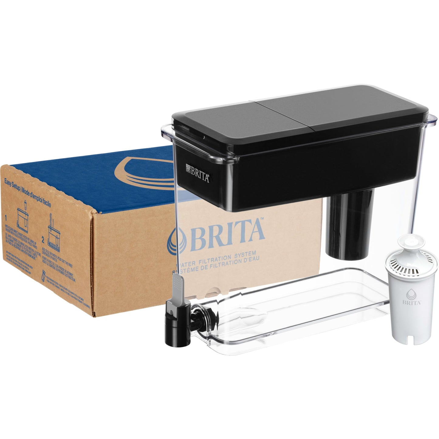 Brita 27 Cup Filter Dispenser Reduces Chlorine taste and odour from Tap Water, Filters 151 Litres, UltraMax, Black