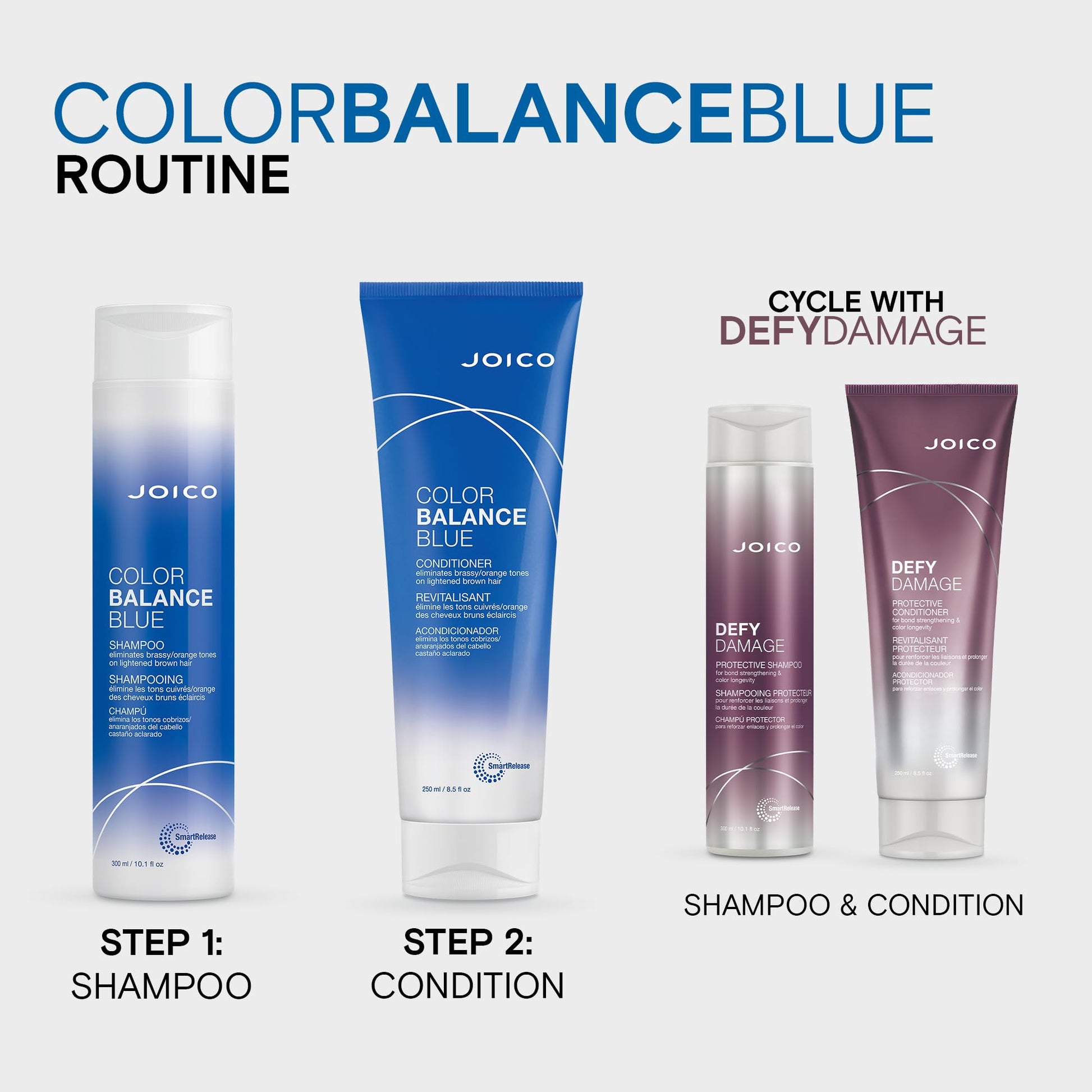 Joico Color Balance Blue Conditioner for Brunette Hair, Neutralizes Brassy Tones, Protects Colour Treated Hair, with Keratin and Green Tea Extract Joico