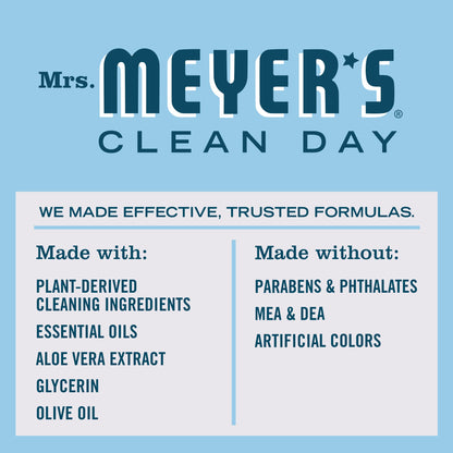 Mrs. Meyer's Clean Day Liquid Hand Soap, Rain Water, Cruelty Free & Biodegradable Hand Wash Formula Made with Essential Oils, 370 ml Bottles, 4 Pack MRS. MEYER'S
