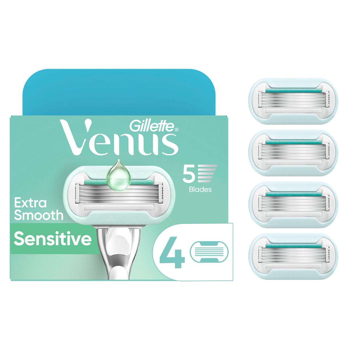 Gillette Venus Extra Smooth Women’s Razor Blades, 5-Bladed Razor Refills, 1 Pack (Count of 4)
