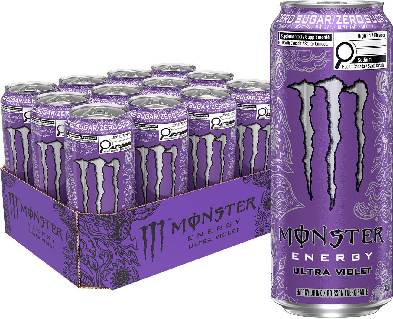 Monster Ultra Violet Energy Drink, 473 mL Cans (12 Pack) – Zero Sugar